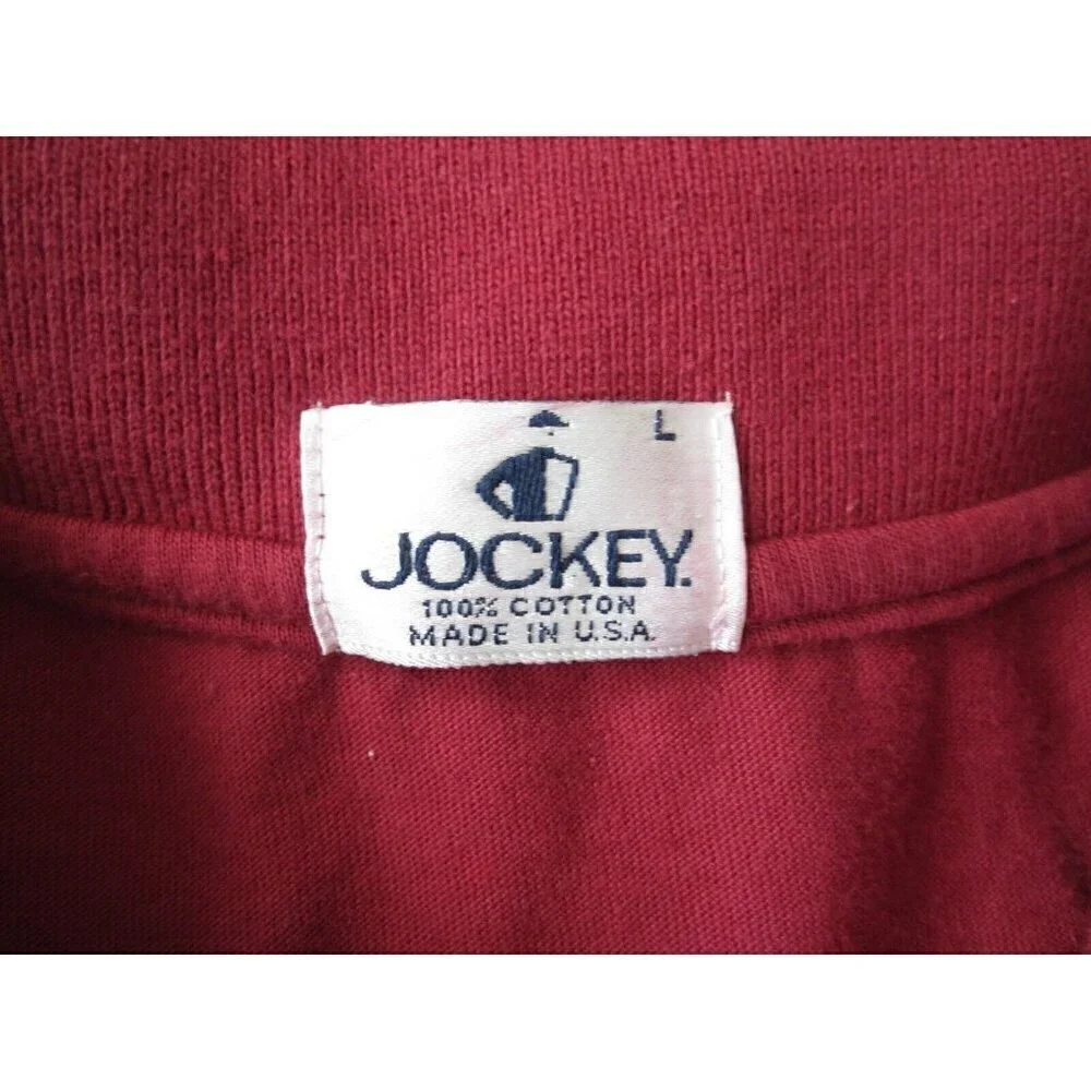 Vtg Men Jockey Cotton Red Long Sleeve Pullover Shirt Sz L (MT271) Made in USA
